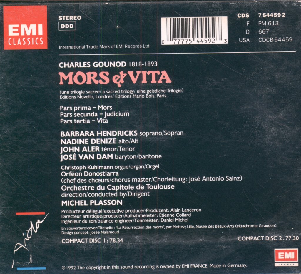 Orchestre National Du Capitole De Toulouse, Michel Plasson - Gounod - Mors Et Vita - Cd Set