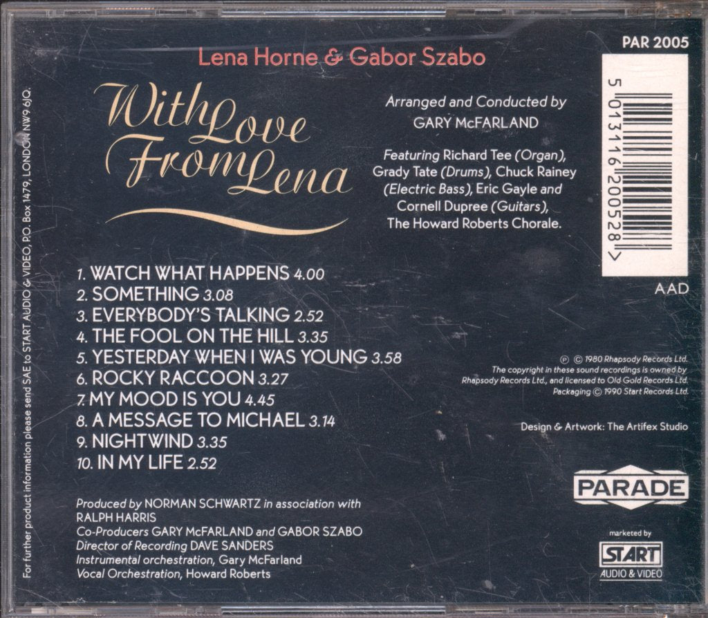 Lena Horne And Gabor Szabo - With Love From Lena - Cd