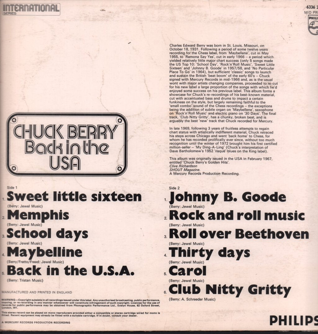Chuck Berry - Back In The USA - Lp