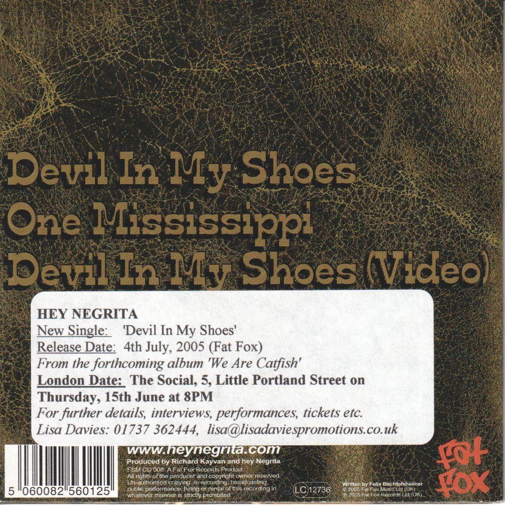 Hey Negrita - Devil In My Shoes - Cd