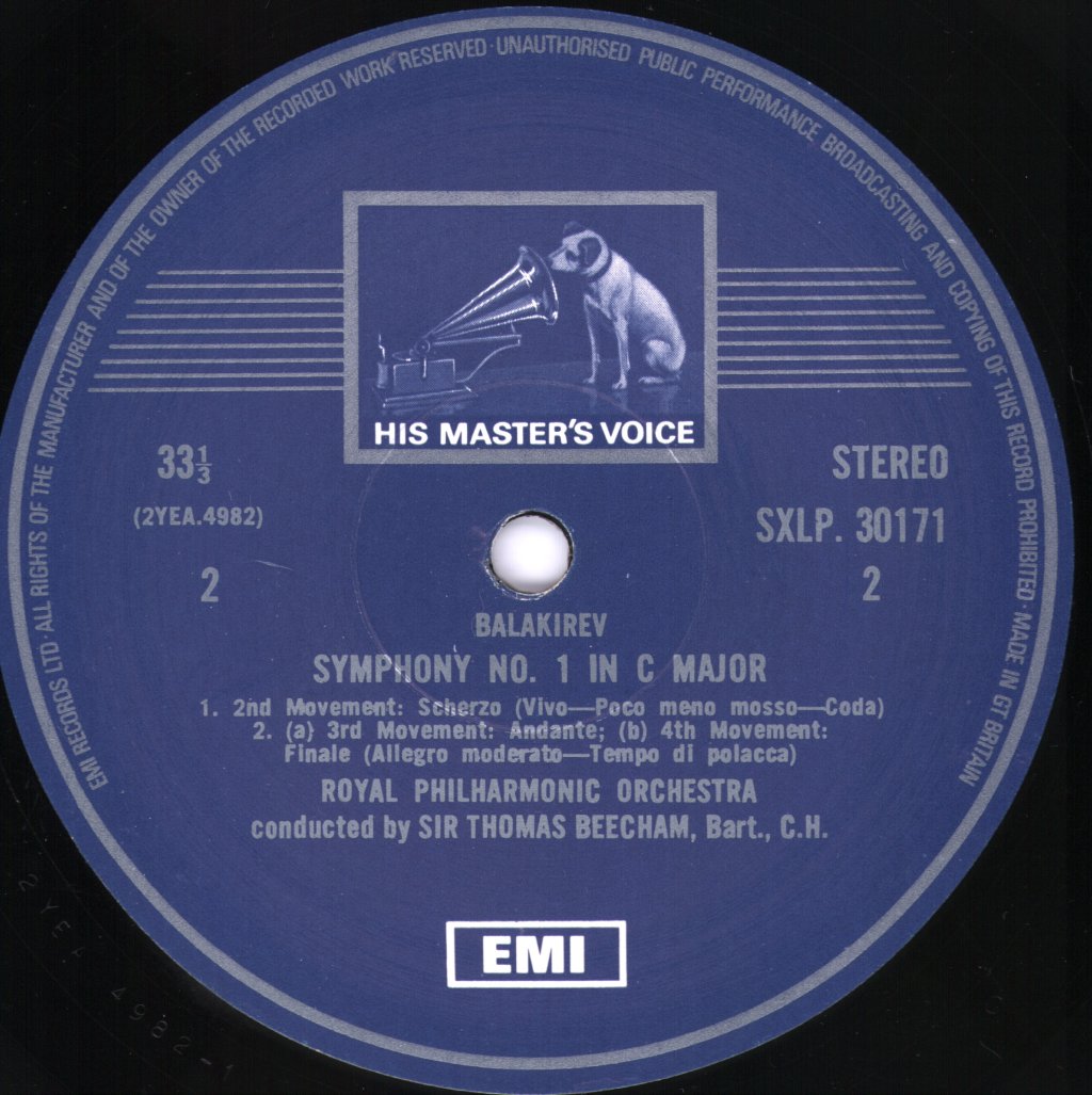 Sir Thomas Beecham / Royal Philharmonic Orchestra / Beecham Choral Society - Borodin - Polovtsian Dances / Balakirev - Symphony No.1 In C Major - Lp