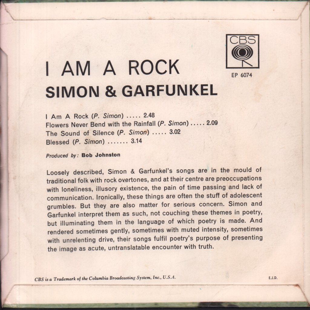 Simon And Garfunkel - I Am A Rock - 7 Inch