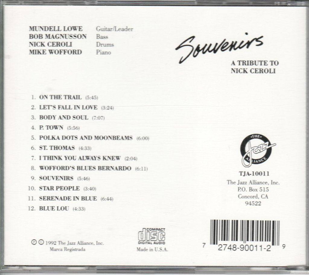 Mundell Lowe, Bob Magnusson, Nick Ceroli, Mike Wofford - Souvenirs - A Tribute To Nick Ceroli - Cd