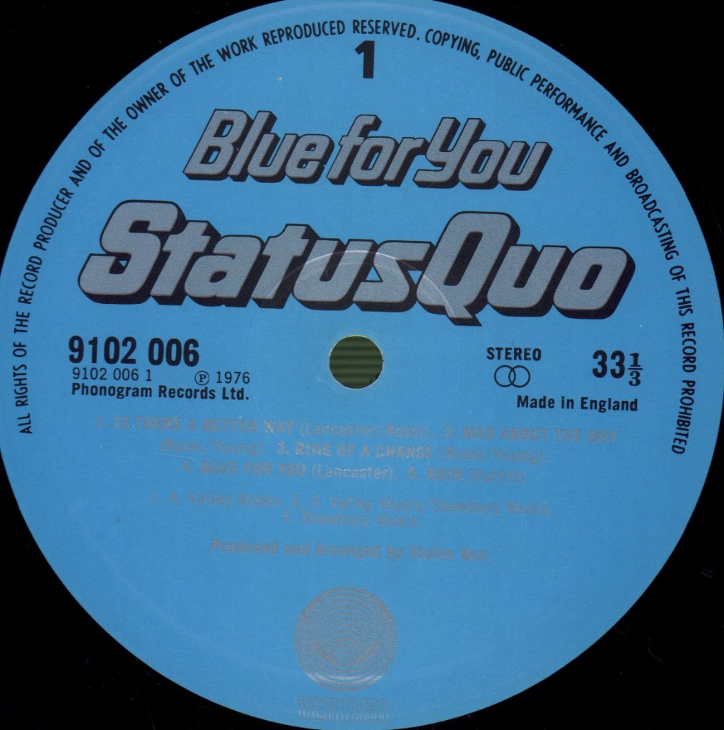 Status Quo - Blue For You - Lp