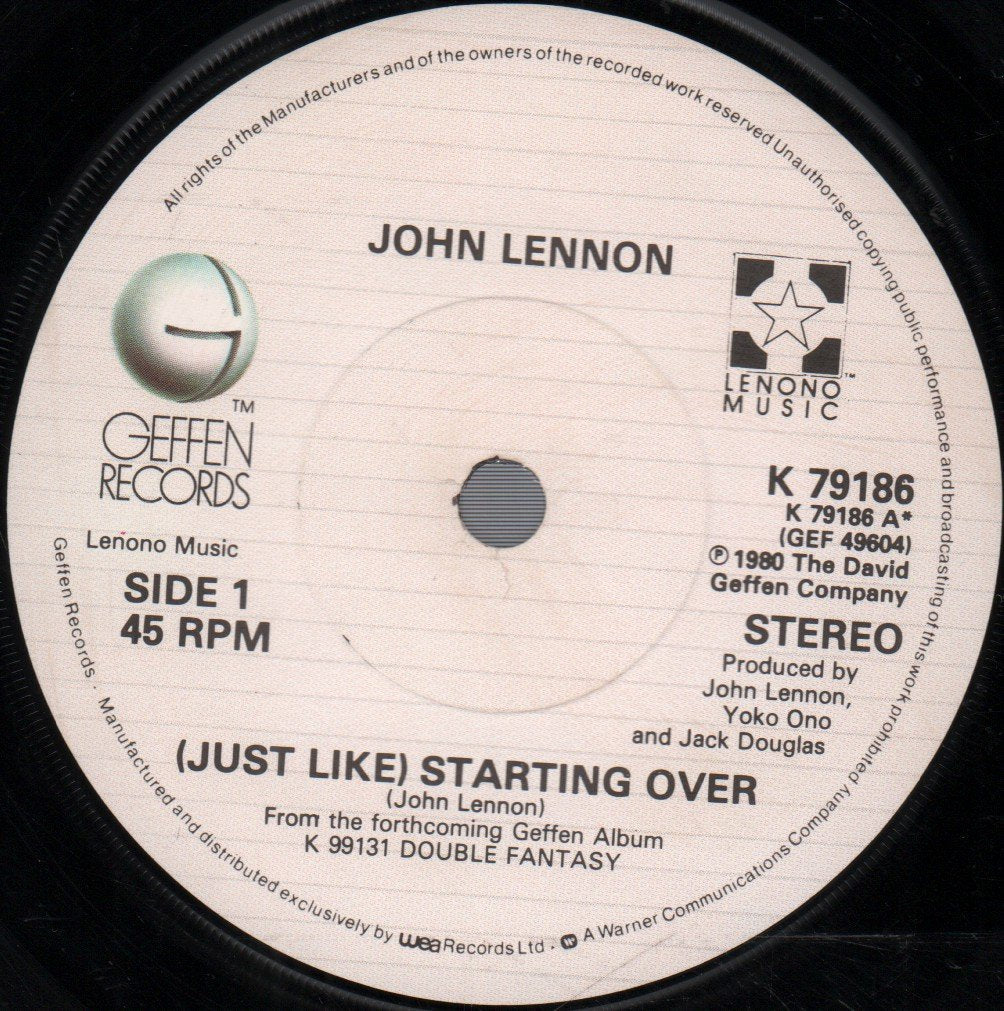 John Lennon - Just Like Starting Over - 7 Inch