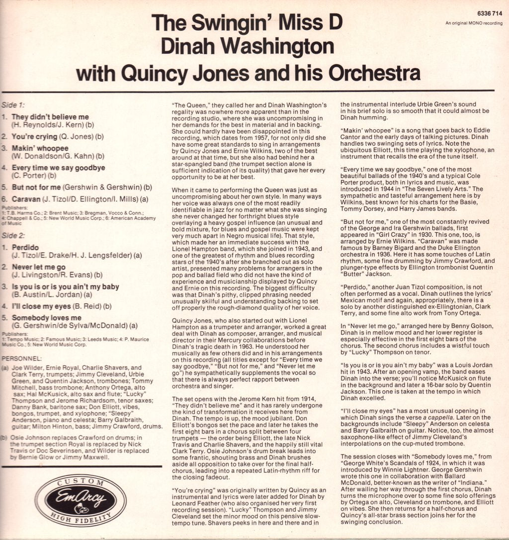 Dinah Washington - Swingin' Miss D - Lp