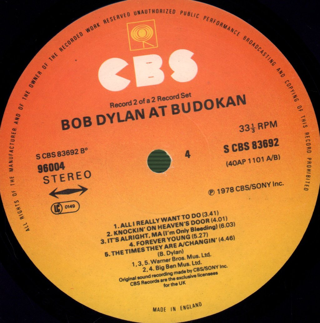 Bob Dylan - At Budokan - Double Lp