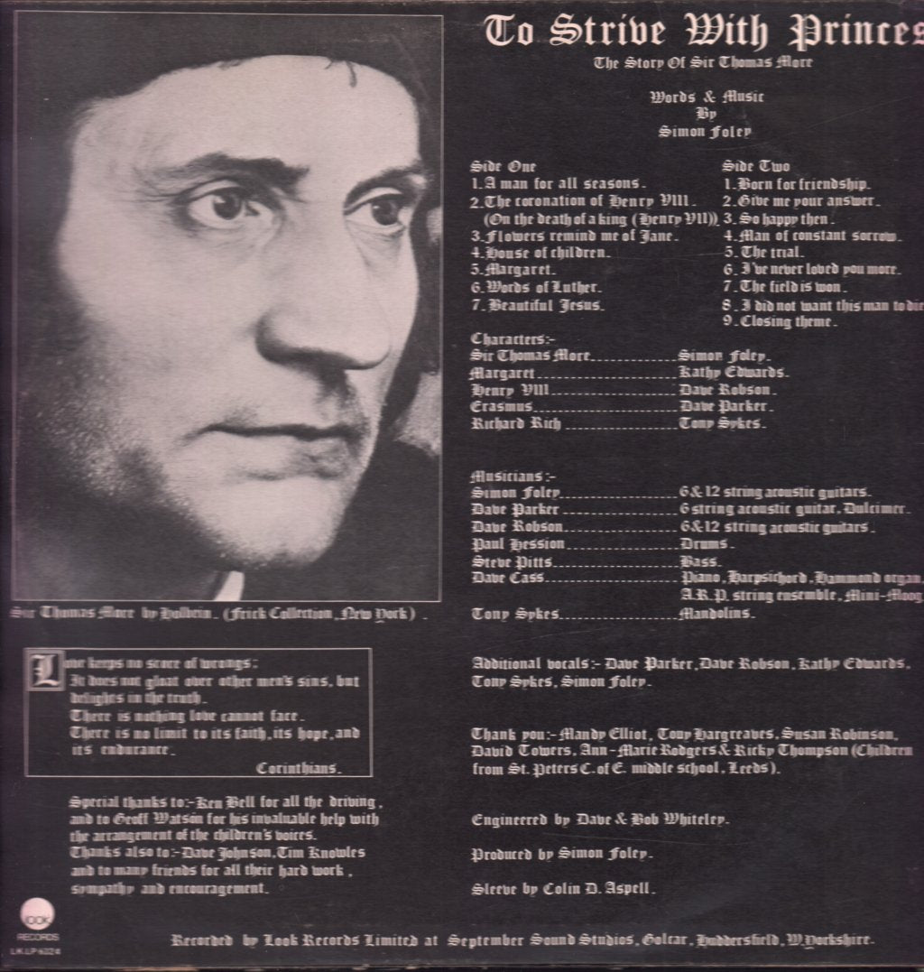 Simon Foley - To Strive With Princes - The Story Of Sir Thomas More - Lp