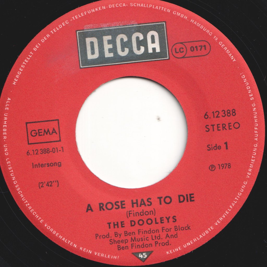 Dooleys - A Rose Has To Die - 7 Inch