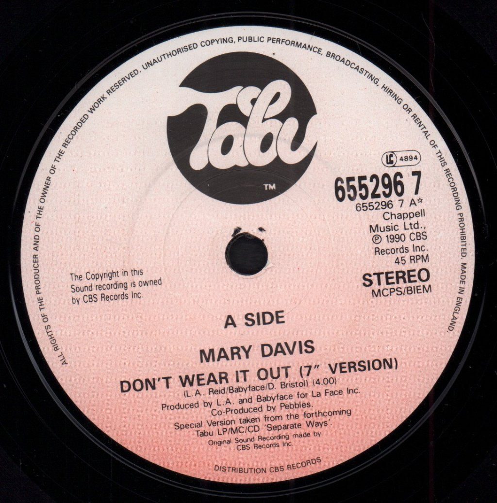 Mary Davis - Don't Wear It Out - 7 Inch