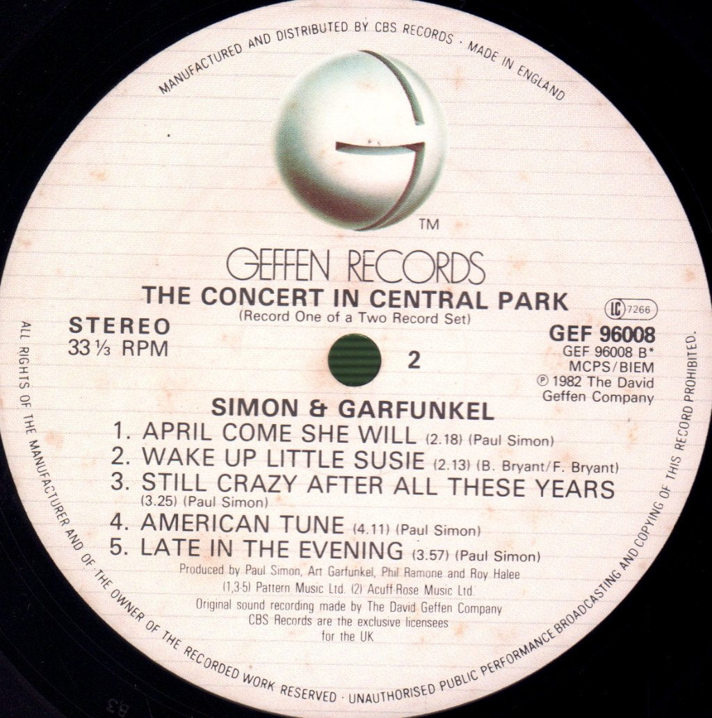Simon And Garfunkel - Concert In Central Park - Double Lp