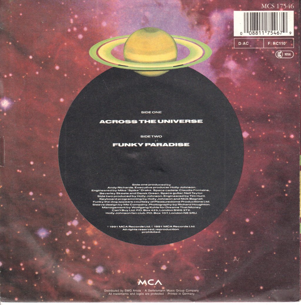 Holly Johnson - Across The Universe - 7 Inch