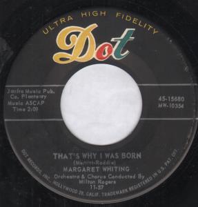 Margaret Whiting - That's Why I Was Born - 7 Inch