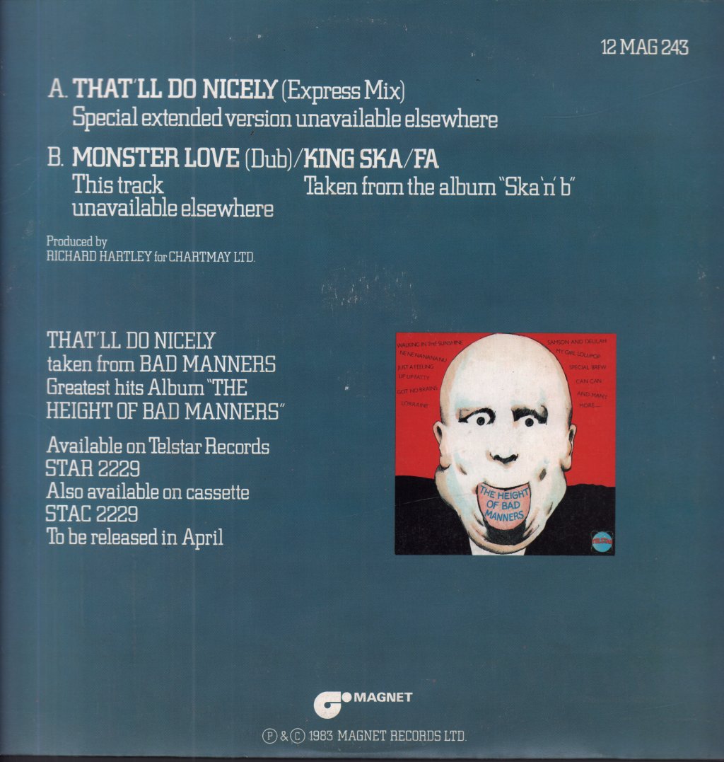 Bad Manners - That'll Do Nicely - 12 Inch