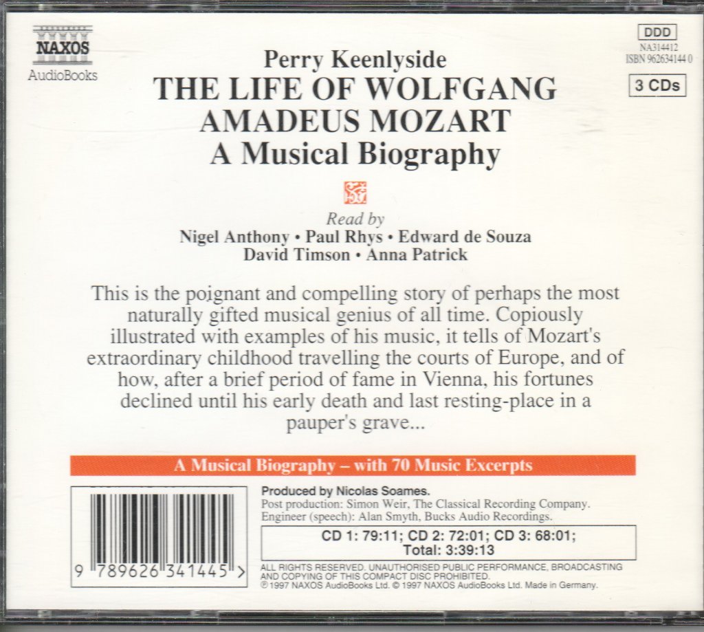 Perry Keenlyside - Life of Wolfgang Amadeus Mozart (Biography S.) - Triple Cd