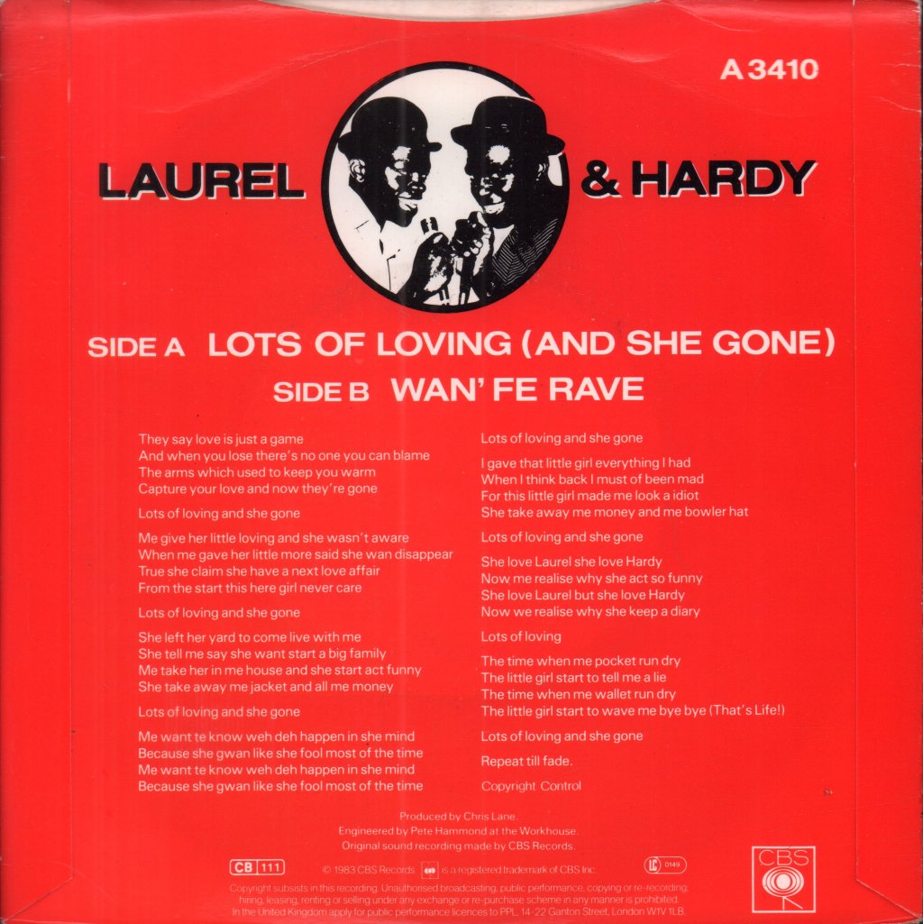 Laurel And Hardy (Reggae) - Lots Of Loving - 7 Inch