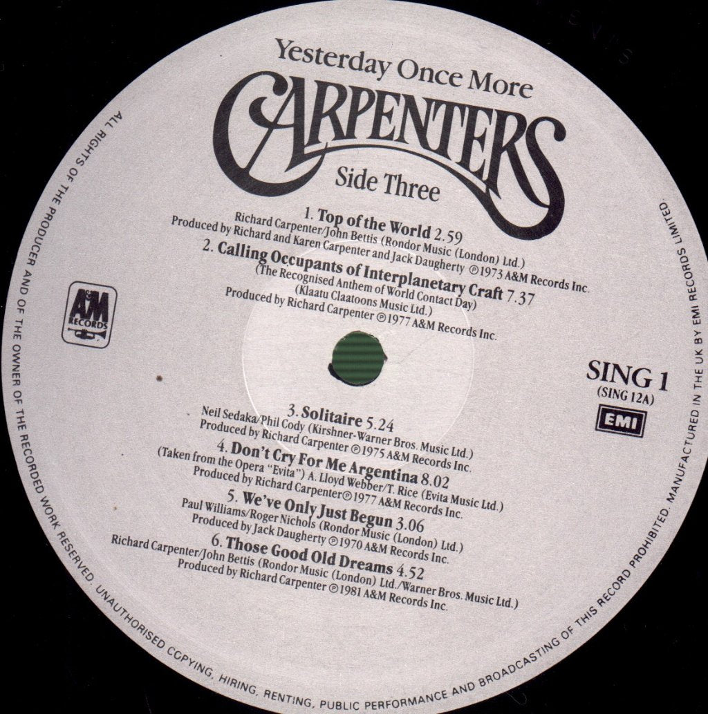 Carpenters - Yesterday Once More - Double Lp