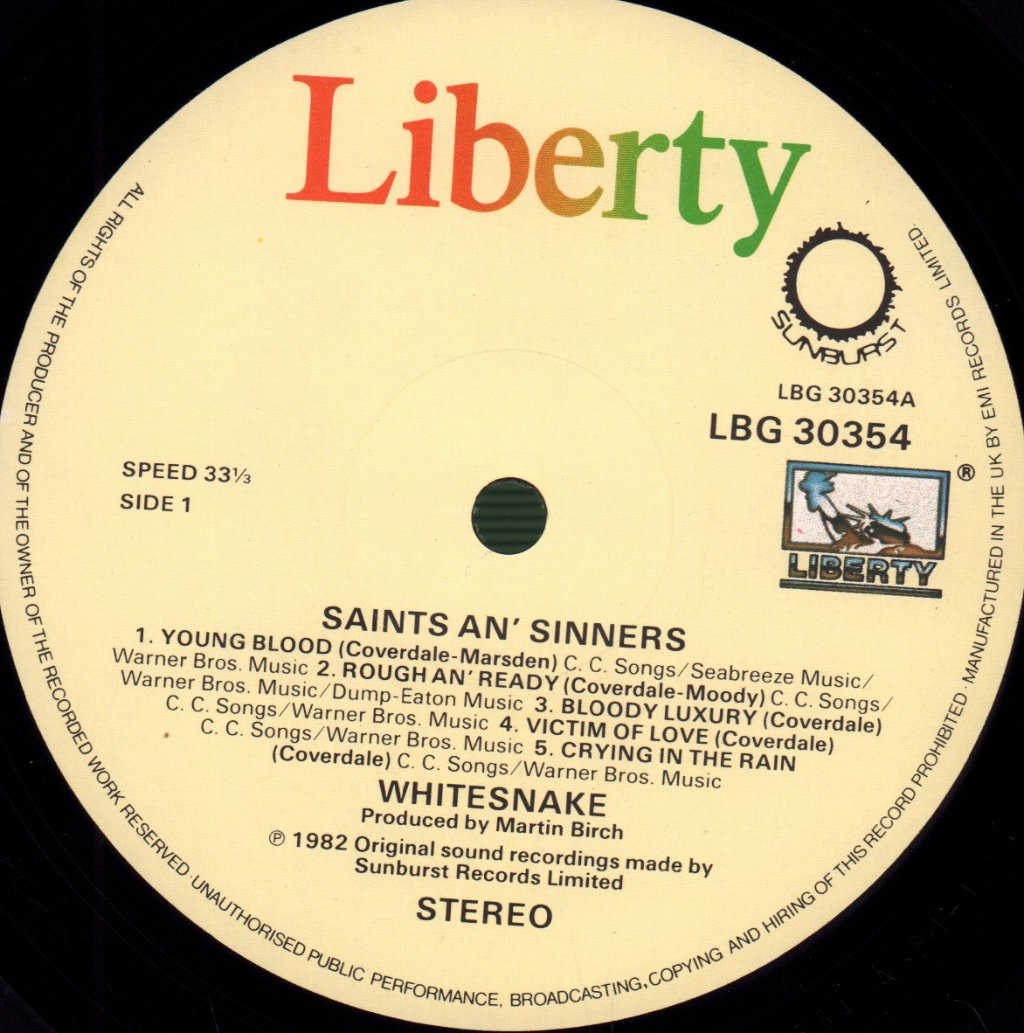 Whitesnake - Saints And Sinners - Lp