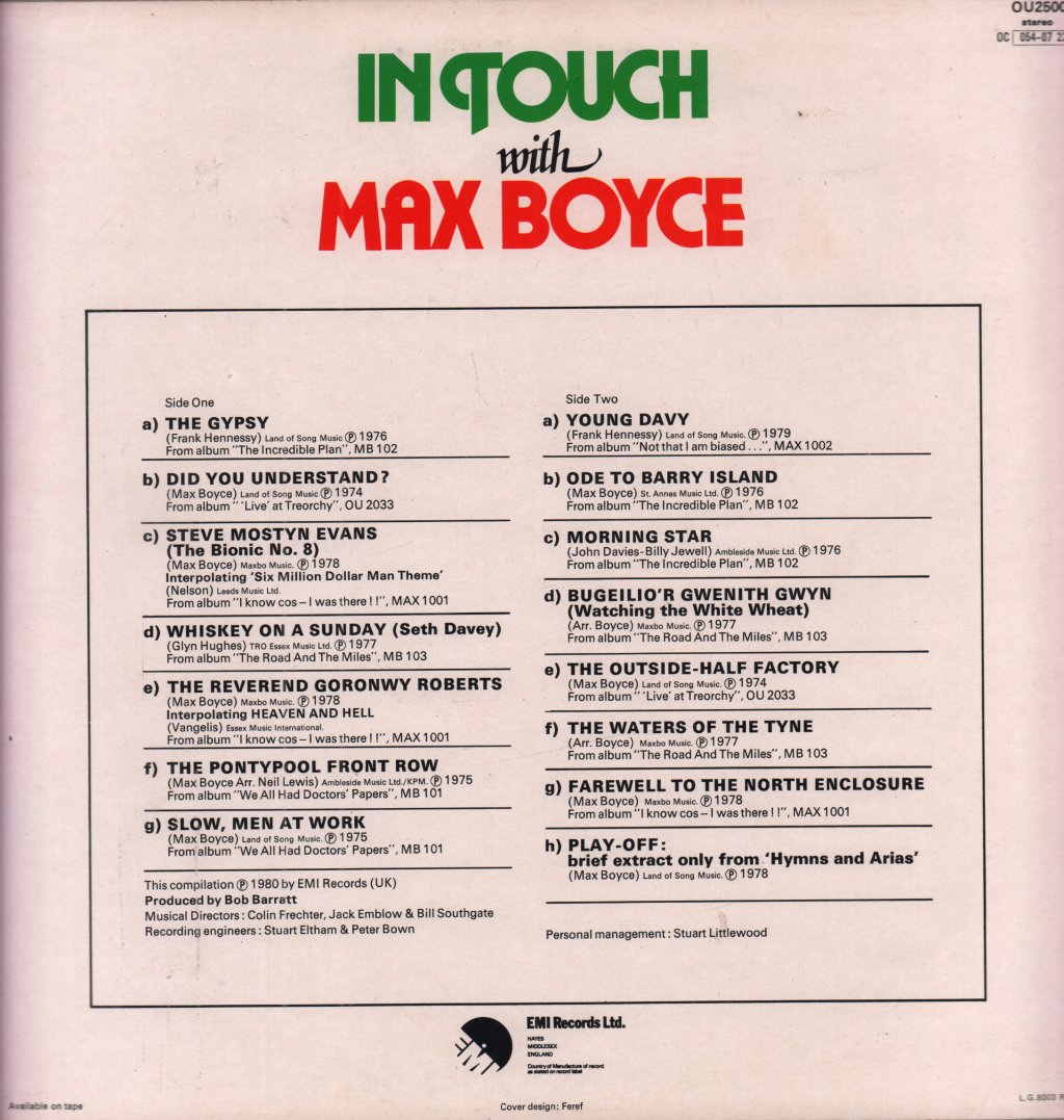 Max Boyce - In Touch - Lp