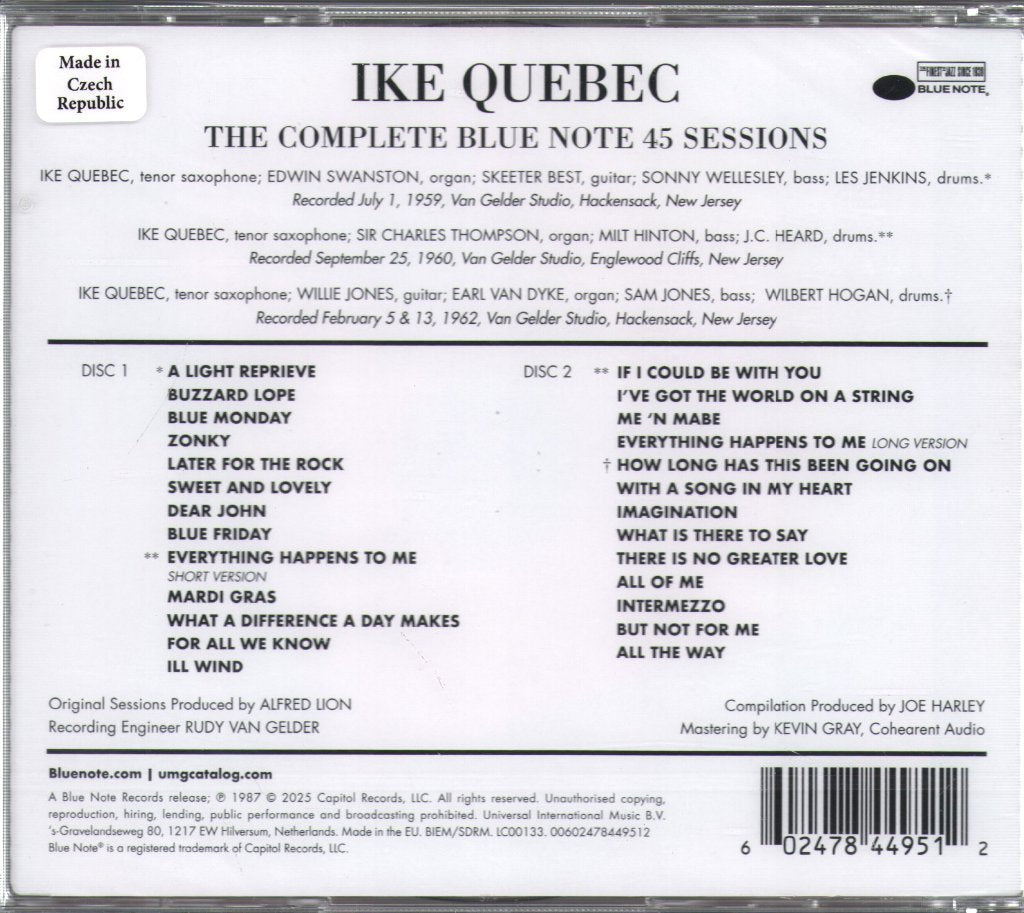 Ike Quebec - Complete Blue Note 45 Sessions - Double Cd