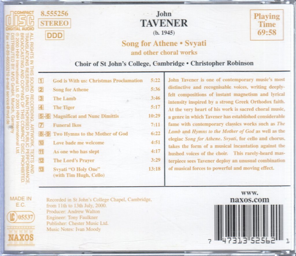 John Tavener - Christmas Proclamation (The Choral Music Of John Tavener) - Cd