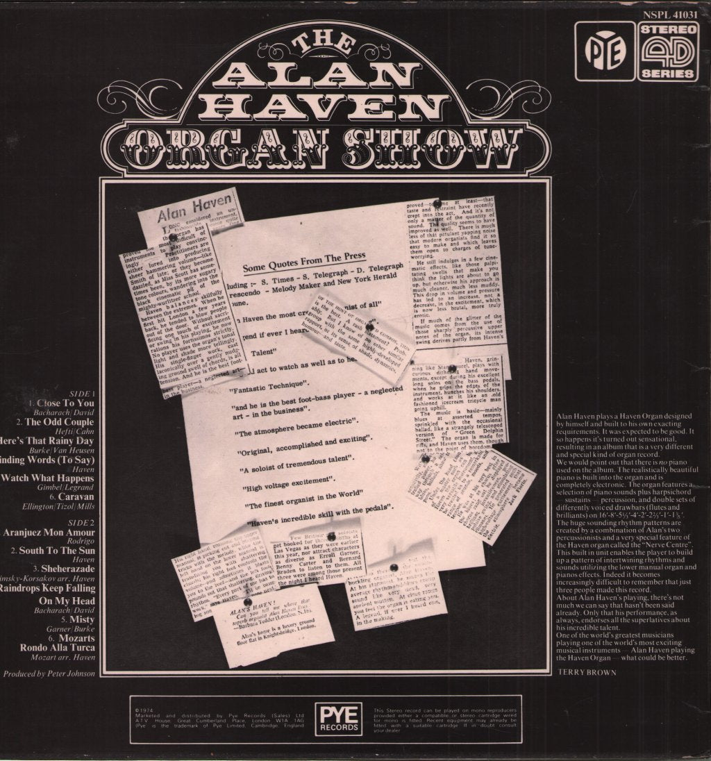 Alan Haven - Alan Haven Organ Show - Lp