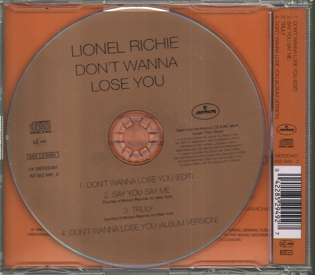 Lionel Richie - Don't Wanna Lose You - Cd