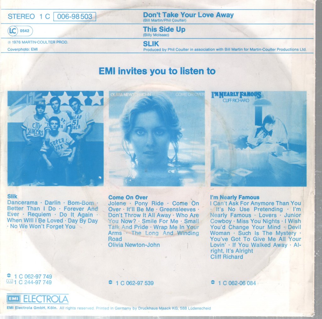 Slik - Don't Take Your Love Away - 7 Inch