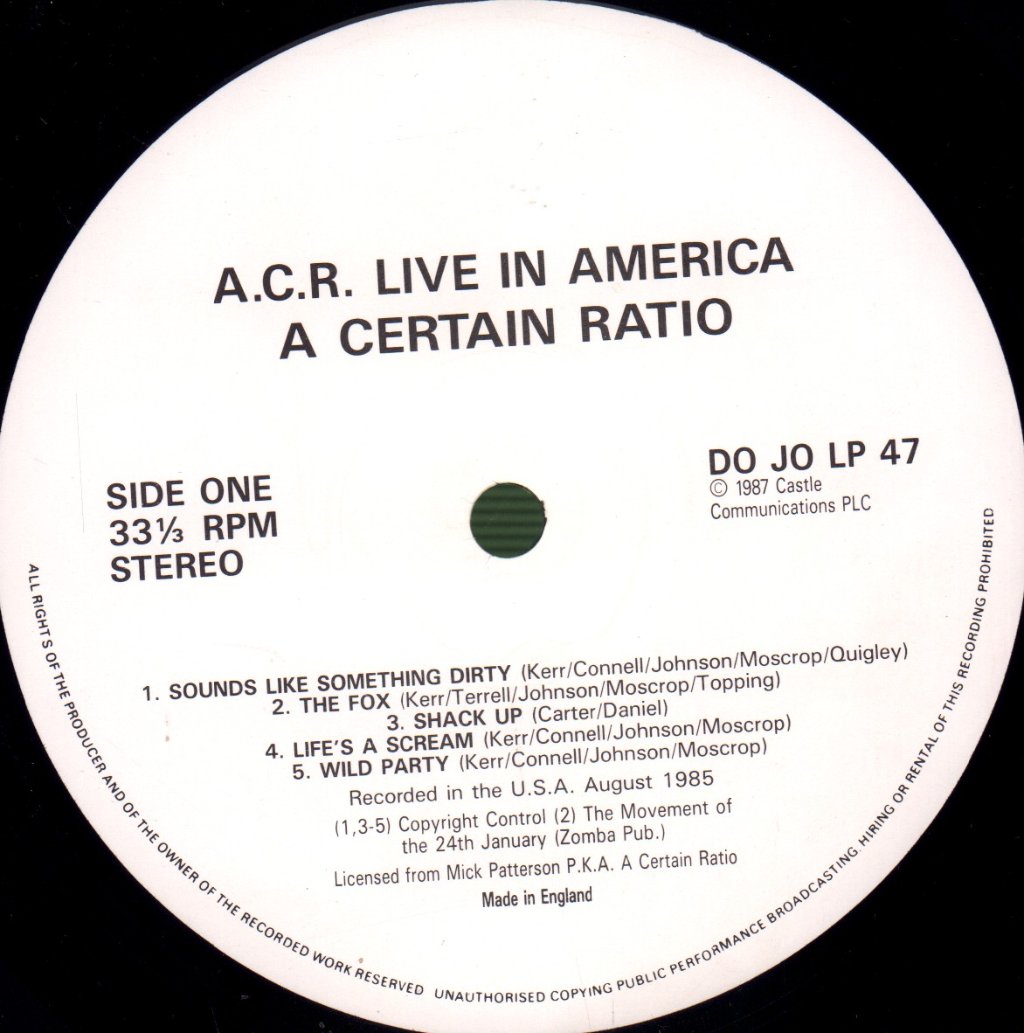 A Certain Ratio - Live In America - Lp