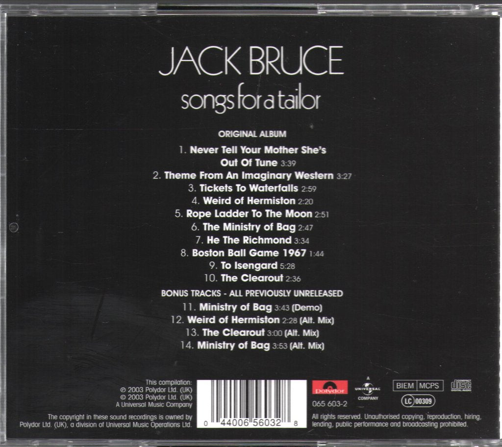 Jack Bruce - Songs For A Tailor - Cd