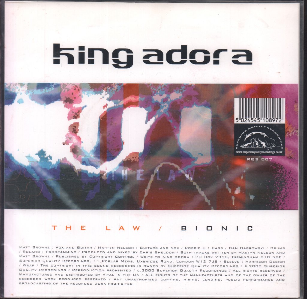 King Adora - Bionic / The Law - 7 Inch
