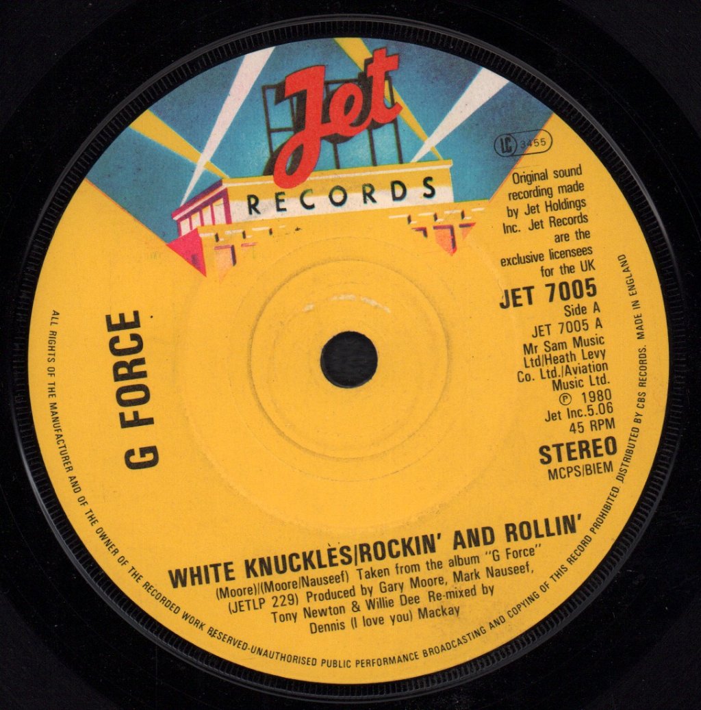 g force featuring gary moore - White Knuckles/Rockin' And Rollin' - 7 Inch