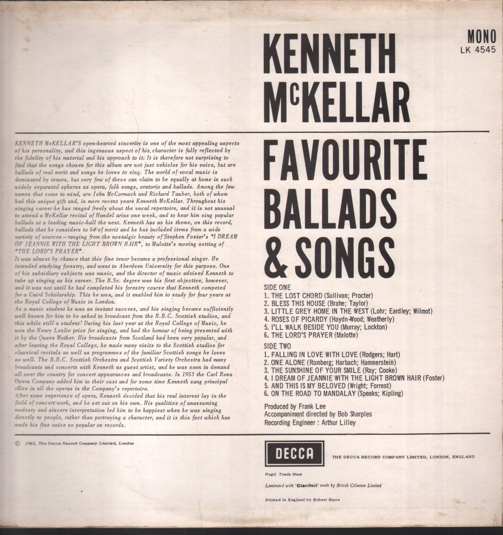 Kenneth McKellar - Favourite Ballads And Songs - Lp