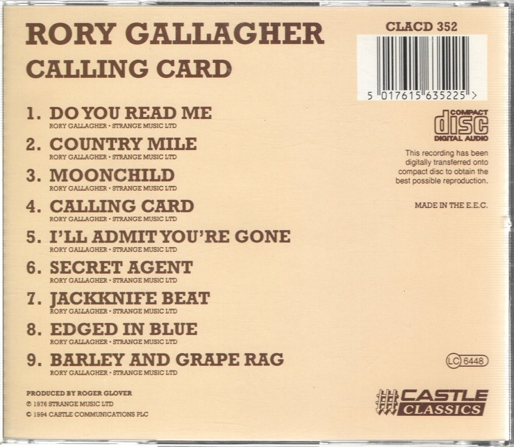 Rory Gallagher - Calling Card - Cd