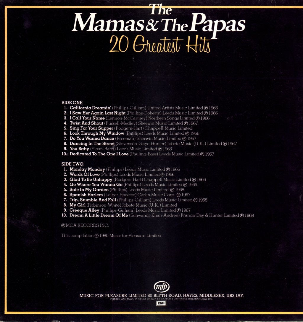 Mamas And The Papas - 20 Greatest Hits - Lp