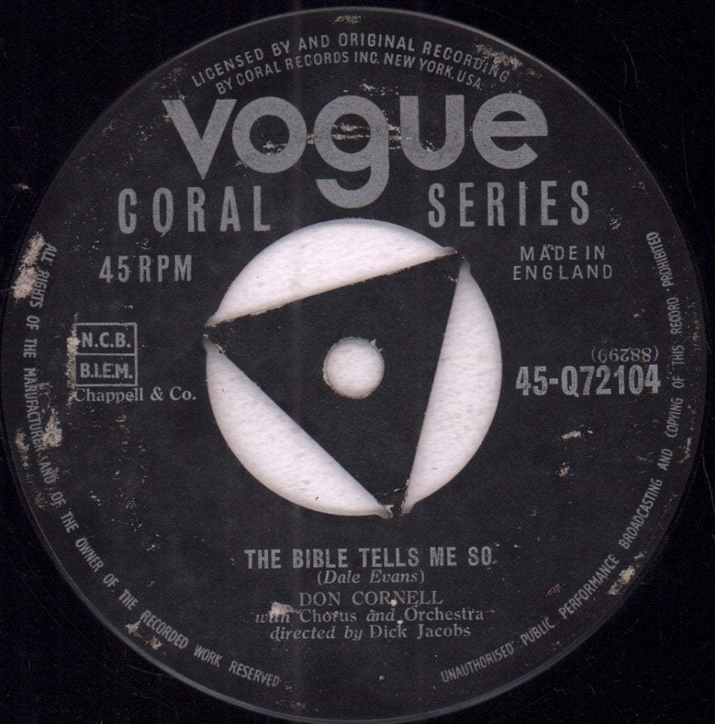 Don Cornell - Bible Tells Me So - 7 Inch