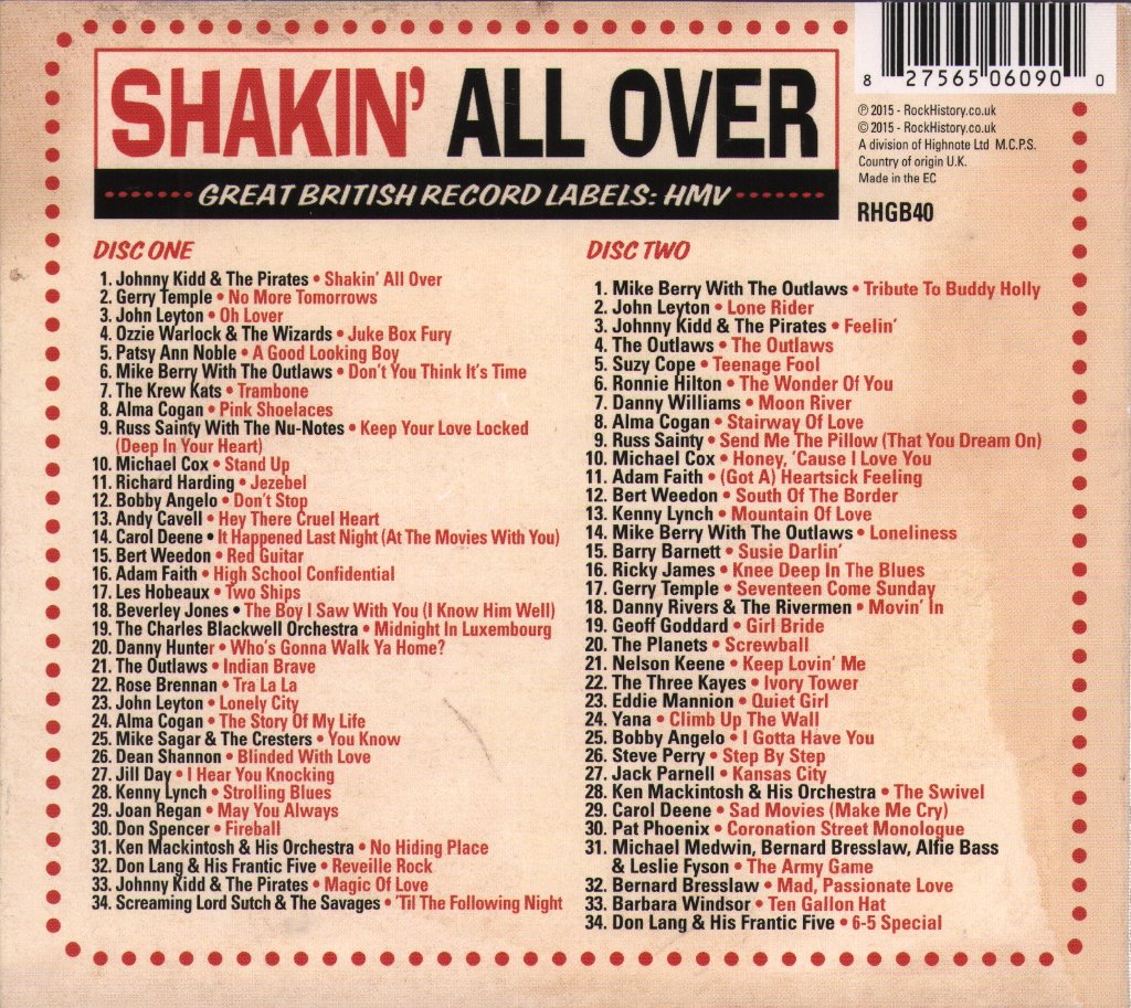 Various Artists - Shakin' All Over Great British Record Labels:HMV - Double Cd