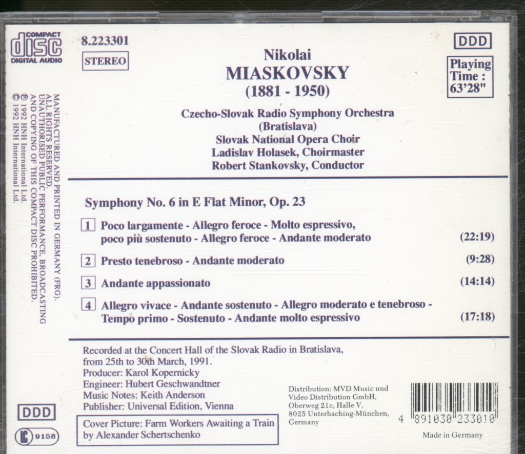 Czecho-Slovak Radio Symphony Orchestra, Robert Stankovsky - Miaskovsky - Symphony No. 6, Op. 23 - Cd