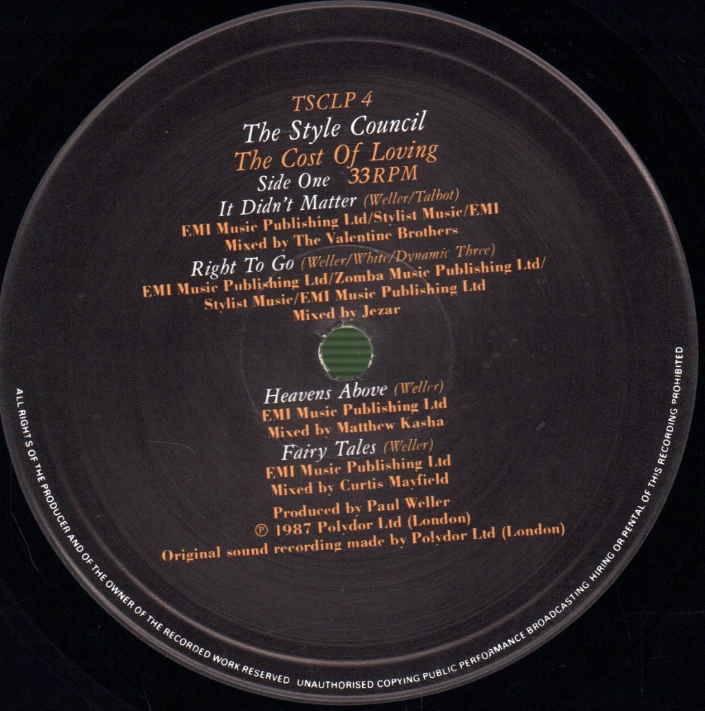 Style Council - Cost Of Loving - Lp