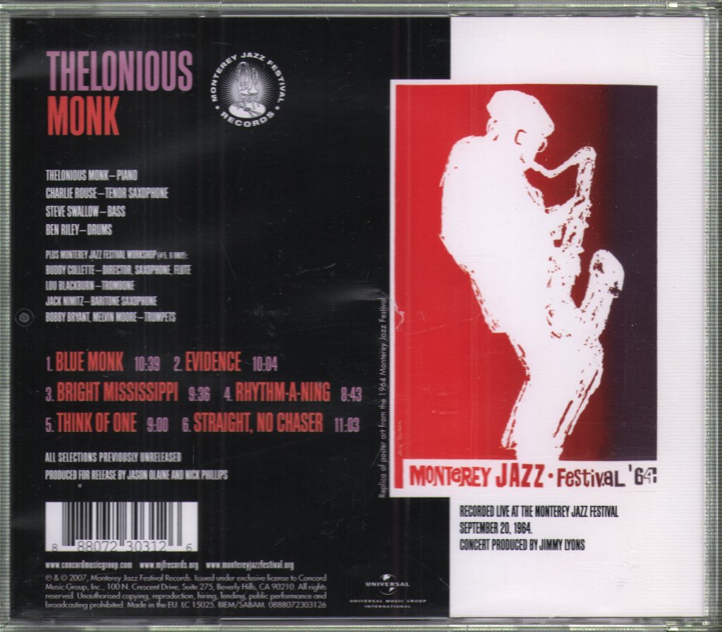 Thelonious Monk - Live At The 1964 Monterey Jazz Festival - Cd