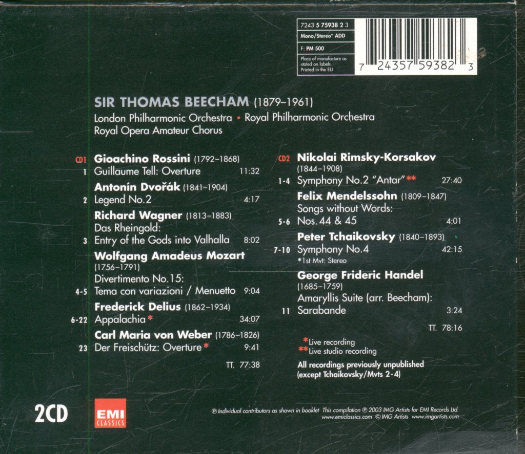 Sir Thomas Beecham - Great Conductors Of The 20th Century - Double Cd