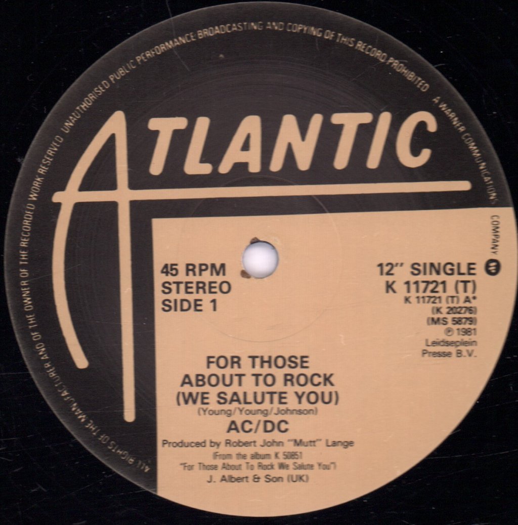 AC/DC - For Those About To Rock - 12 Inch