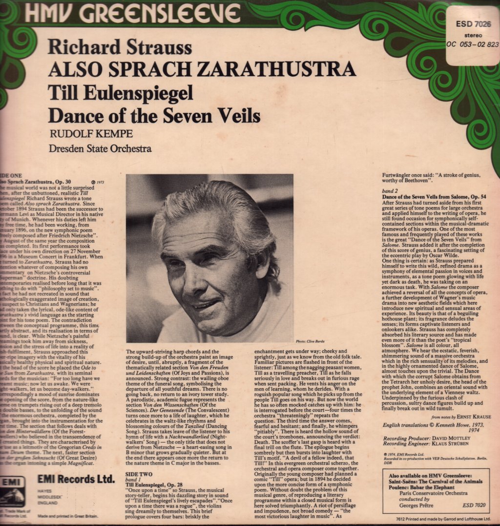 Staatskapelle Dresden - strauss Also Sprach Zarathustra - Lp