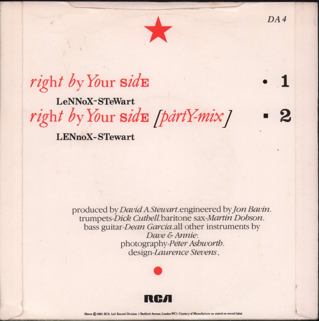 Eurythmics - Right By Your Side - 7 Inch