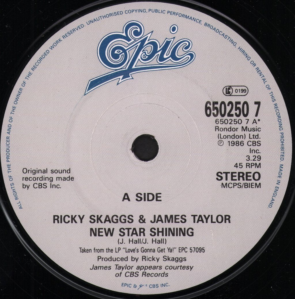 Ricky Skaggs And James Taylor - New Star Shining - 7 Inch