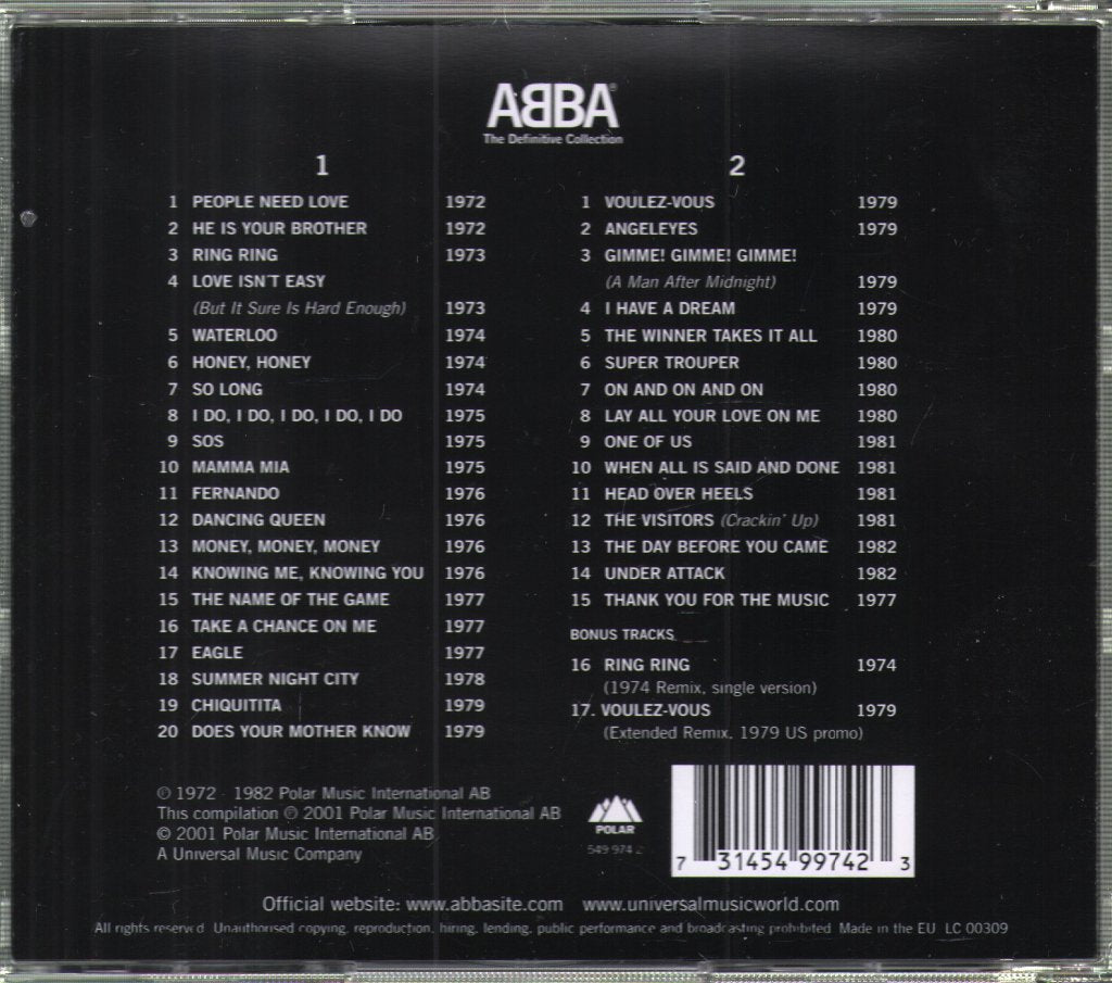 ABBA - Definitive Collection - Double Cd