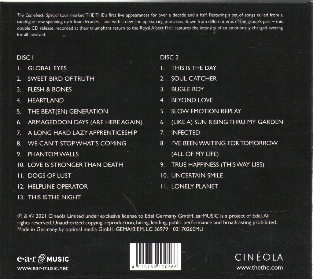 The The - Comeback Special (Live At The Royal Albert Hall) - Double Cd