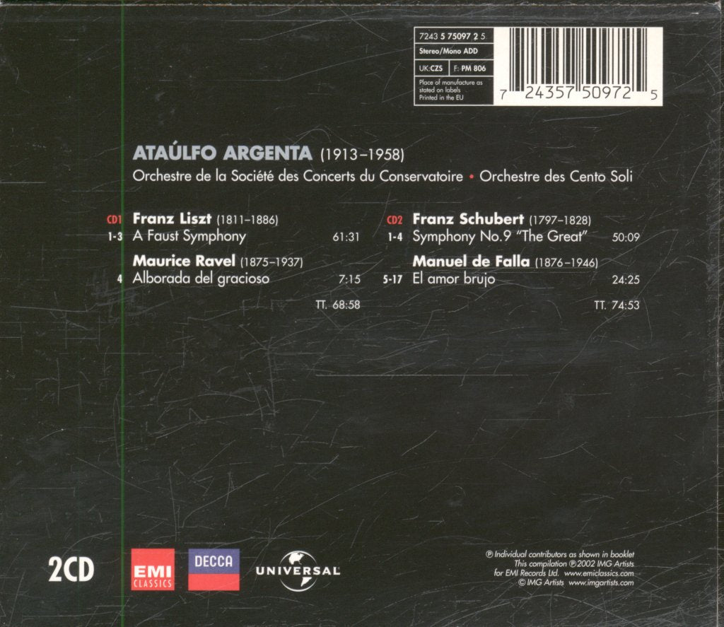 Ataúlfo Argenta - Liszt, Ravel, Schubert, Falla - Double Cd