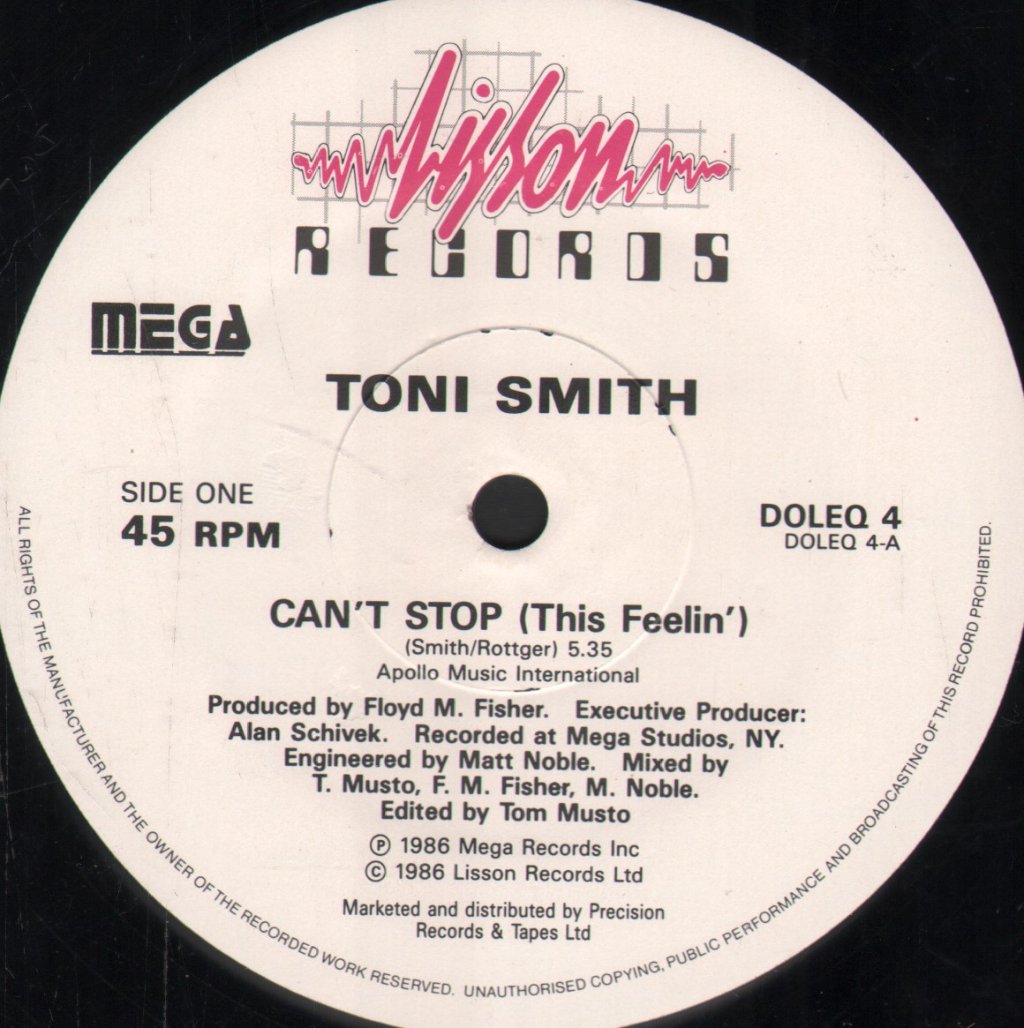 Toni Smith - Can't Stop (This Feelin') - 12 Inch