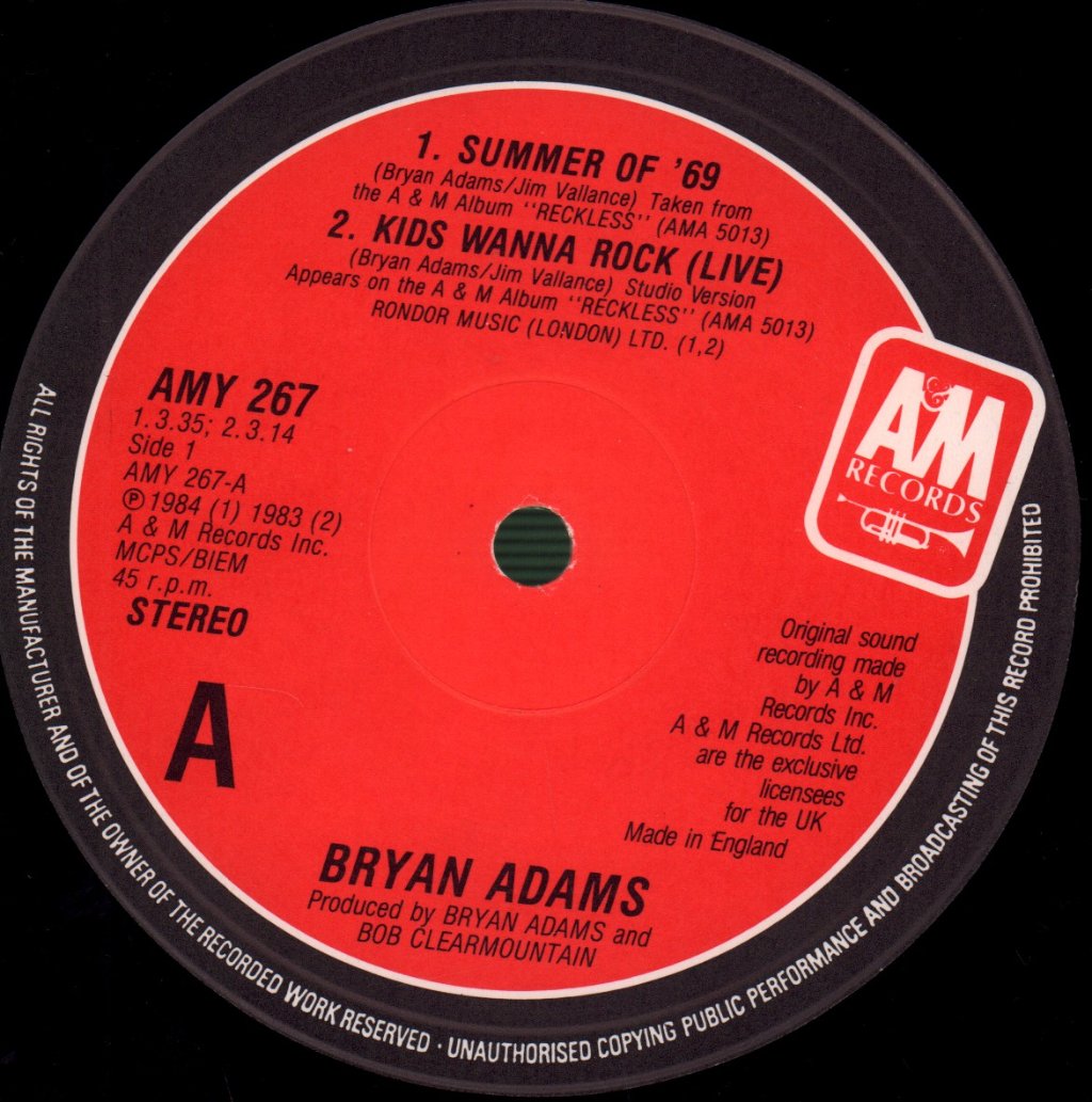 Bryan Adams - Summer Of 69 - 12 Inch